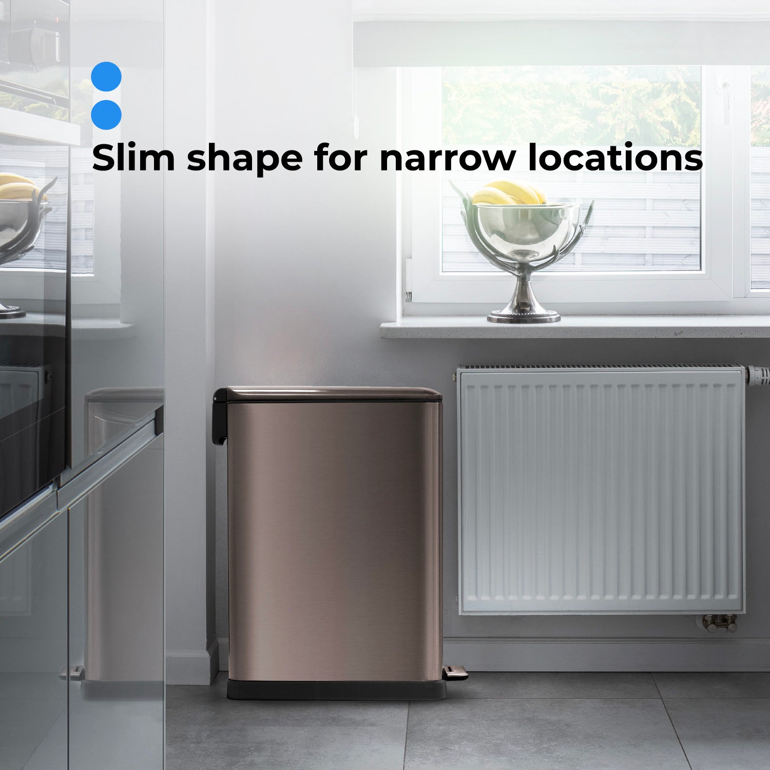 13 Gallon Slim Kitchen Trash Can with Dual Compartments - 50 Liter Black