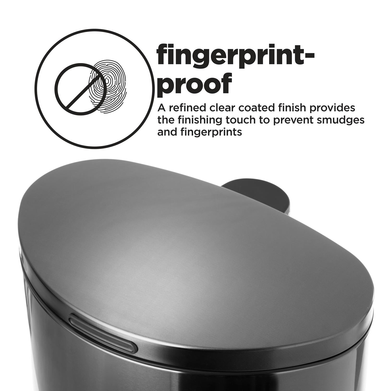 12 Gallon Semi-Round Kitchen Trash Can - 45 Liter Black