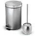 1.8 Gallon Round Bathroom Trash Can with Toilet Brush - 7 Liter - Home Zone Living