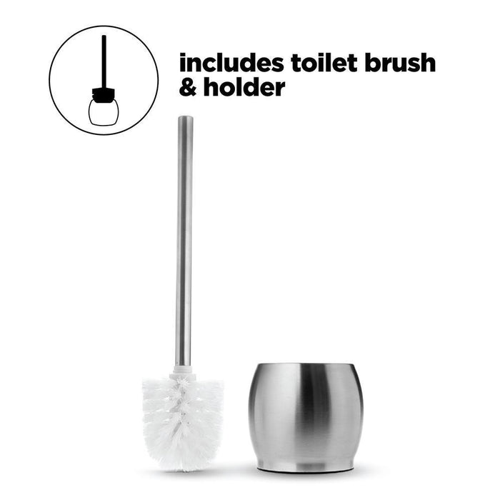 1.8 Gallon Round Bathroom Trash Can with Toilet Brush - 7 Liter - Home Zone Living