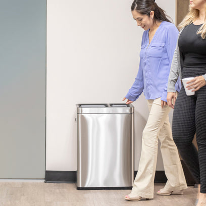 13 Gallon Slim Dual Trash Can with Open Top Design, 50 Liter Total Capacity - Home Zone Living