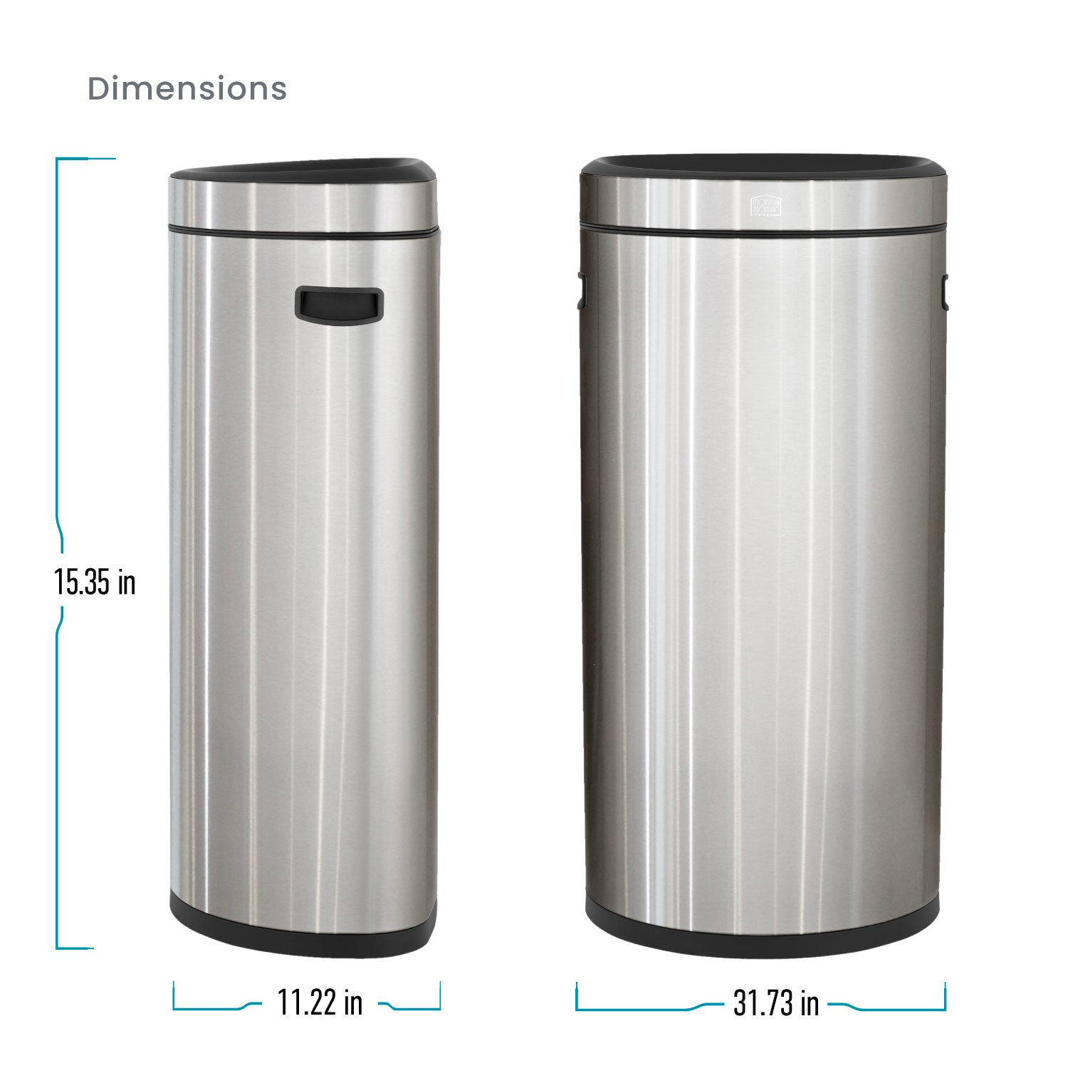 Open Top Trash Can, Semi-Round Shape