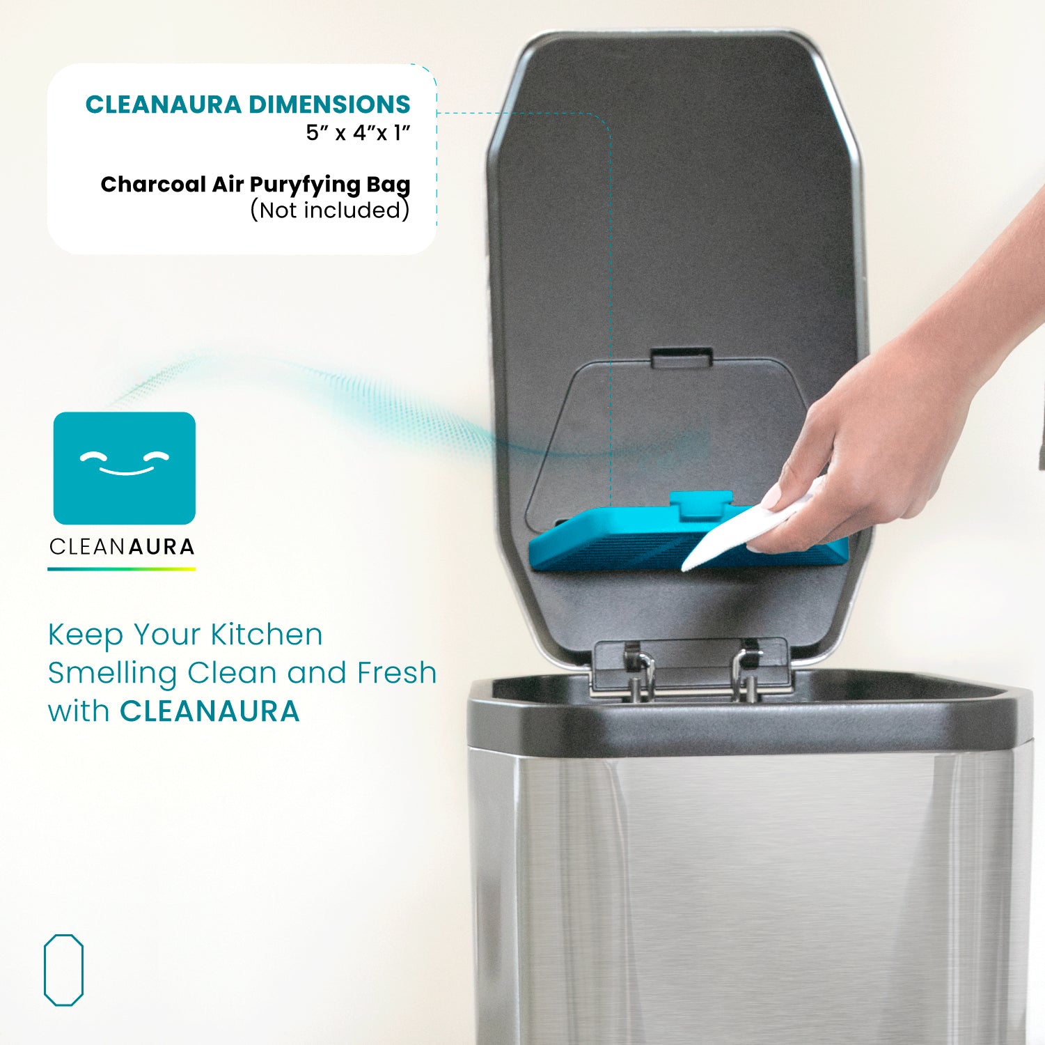 13 Gallon Slim Kitchen Trash Can with CLEANAURA, 50 Liters