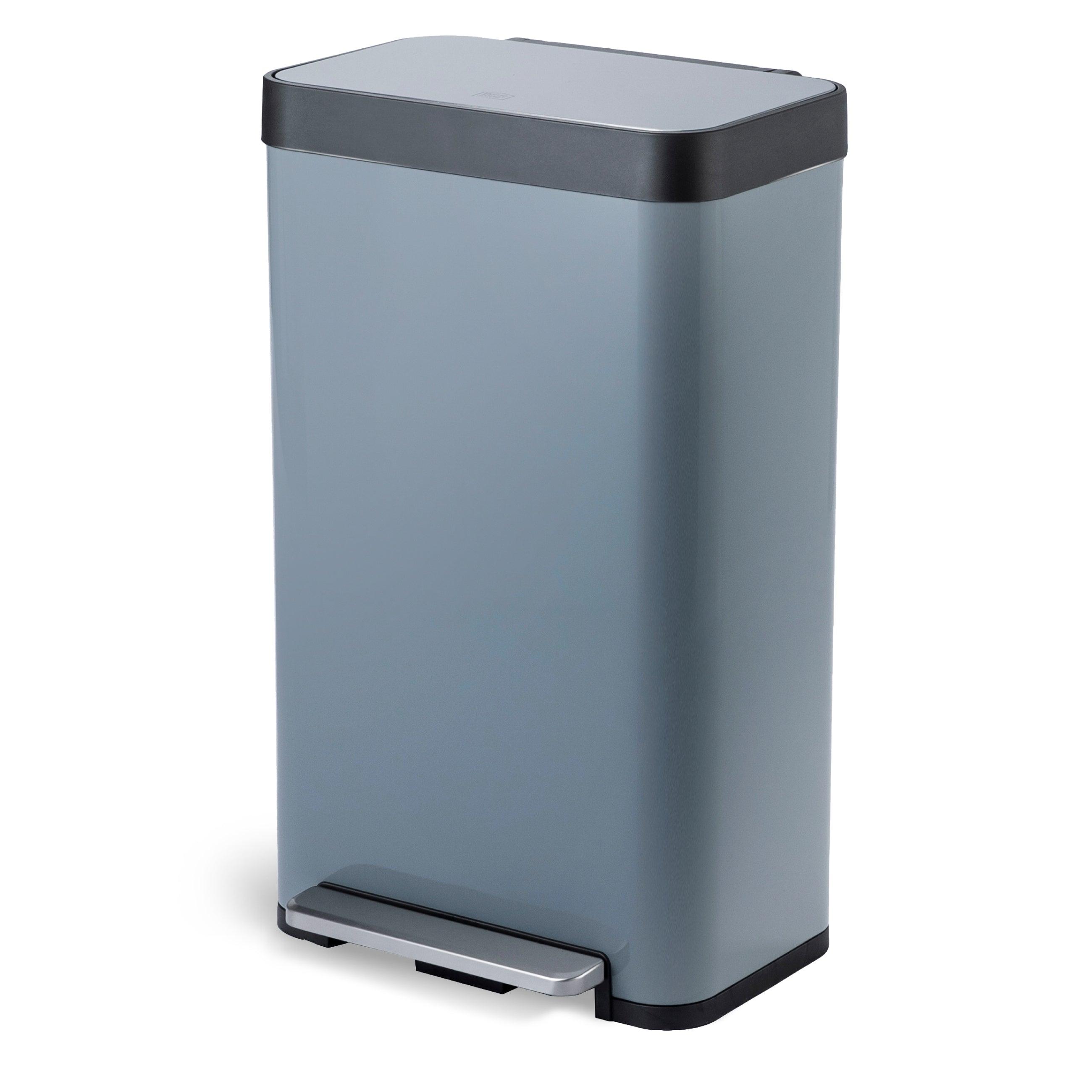 5L Small Trash Can With Soft-Close Lid & Foot Pedal - Stainless Steel, Hands-Free, Rectangular