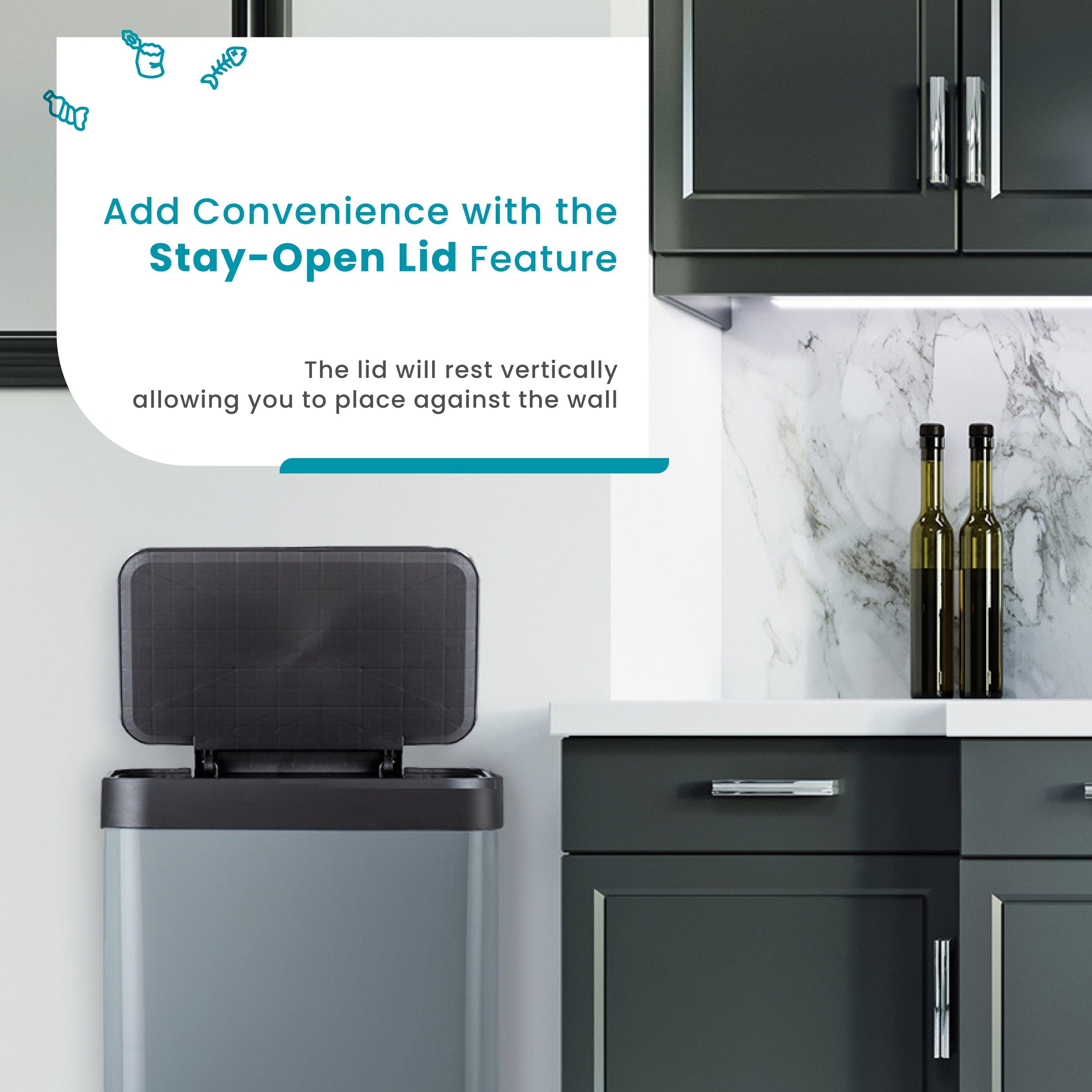 air trash pedal Stainless Steel Kitchen Trash Can Home Zone Living Color: Matte Black
