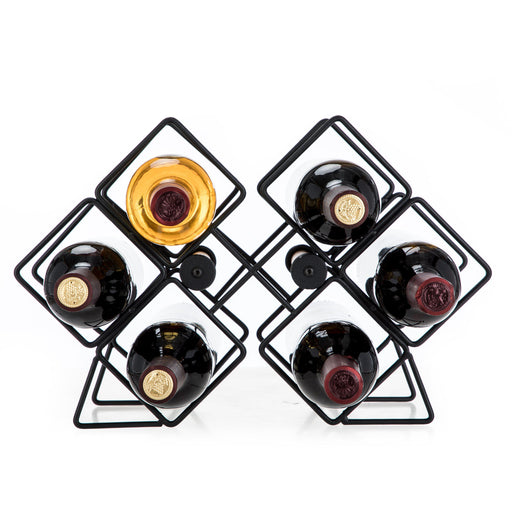 Wine Rack for Countertop - Holds up to 6 Bottles - Home Zone Living