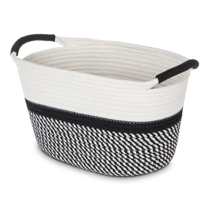 Woven Basket for Home Storage with 2 Cotton Rope Handles